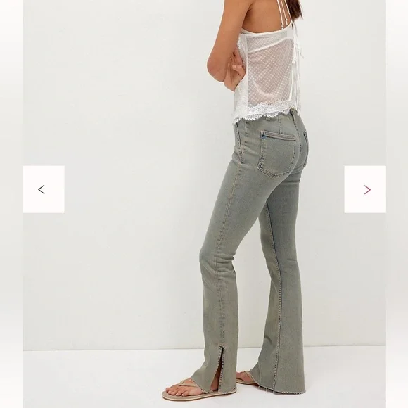 Free People We The Free Level Up Slit Slim Flare Jeans - Picture 3 of 8